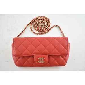 Chanel 22C Red Caviar Classic Glasses Case On Chain Clutch CC Shoulder Crossbody